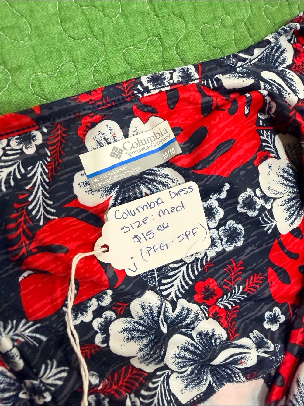 Columbia Red, Navy & White Floral Swim Dress